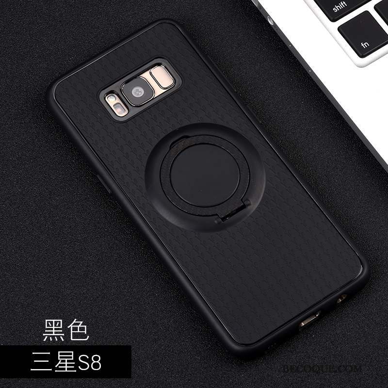 Samsung Galaxy S8 Coque Noir Fluide Doux Anneau Protection Silicone Magnétisme