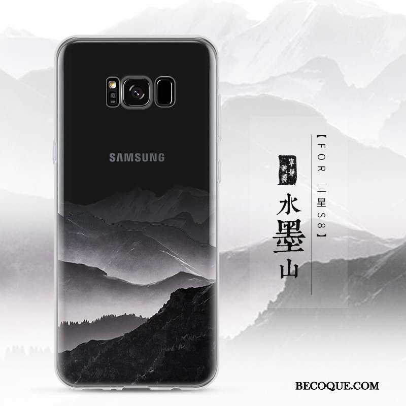 Samsung Galaxy S8 Coque Protection Étui Paysage Transparent Incassable Bleu