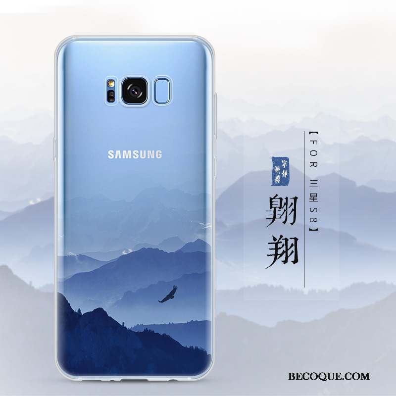 Samsung Galaxy S8 Coque Protection Étui Paysage Transparent Incassable Bleu