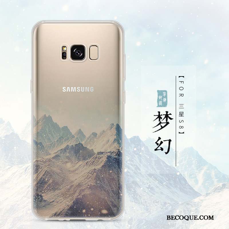 Samsung Galaxy S8 Coque Protection Étui Paysage Transparent Incassable Bleu