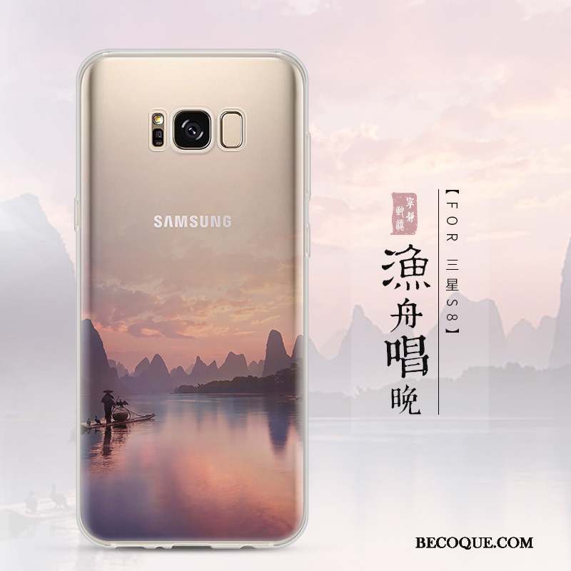 Samsung Galaxy S8 Coque Protection Étui Paysage Transparent Incassable Bleu