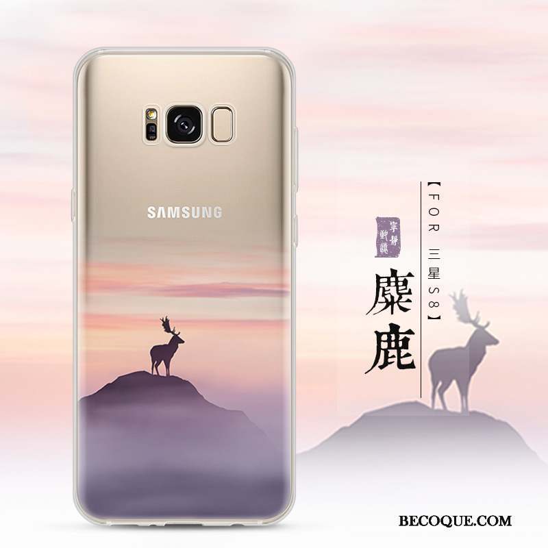 Samsung Galaxy S8 Coque Protection Étui Paysage Transparent Incassable Bleu
