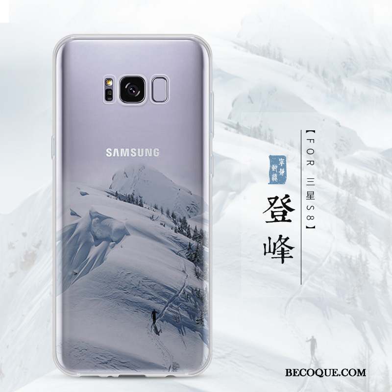 Samsung Galaxy S8 Coque Protection Étui Paysage Transparent Incassable Bleu