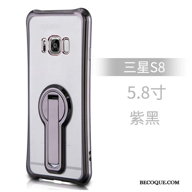 Samsung Galaxy S8 Coque Tendance Argent Silicone Incassable Support Créatif