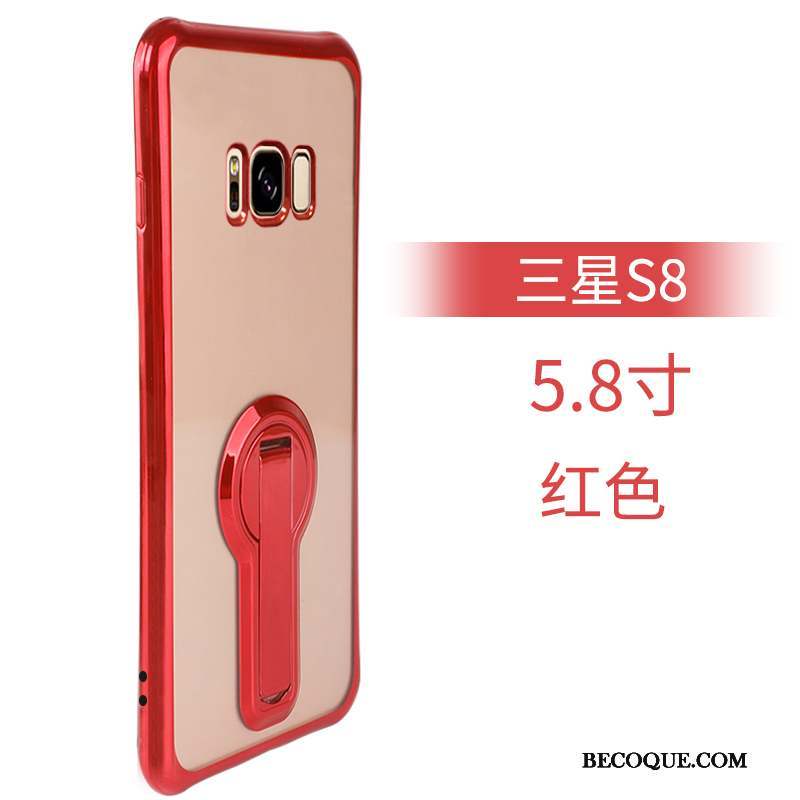 Samsung Galaxy S8 Coque Tendance Argent Silicone Incassable Support Créatif