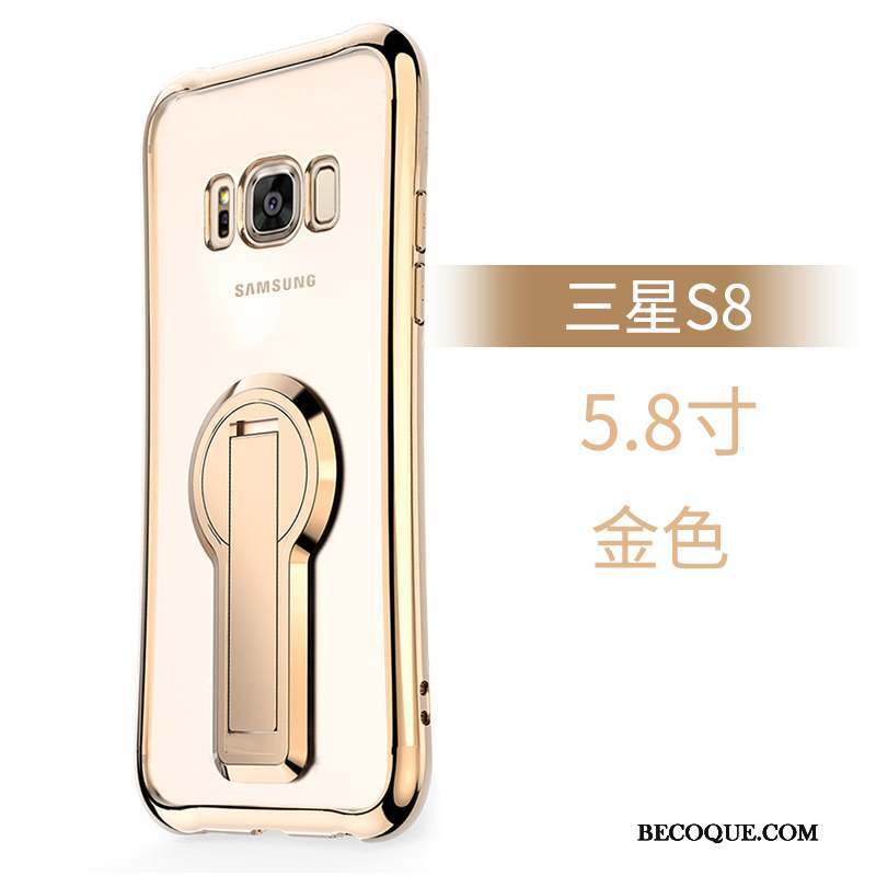 Samsung Galaxy S8 Coque Tendance Argent Silicone Incassable Support Créatif