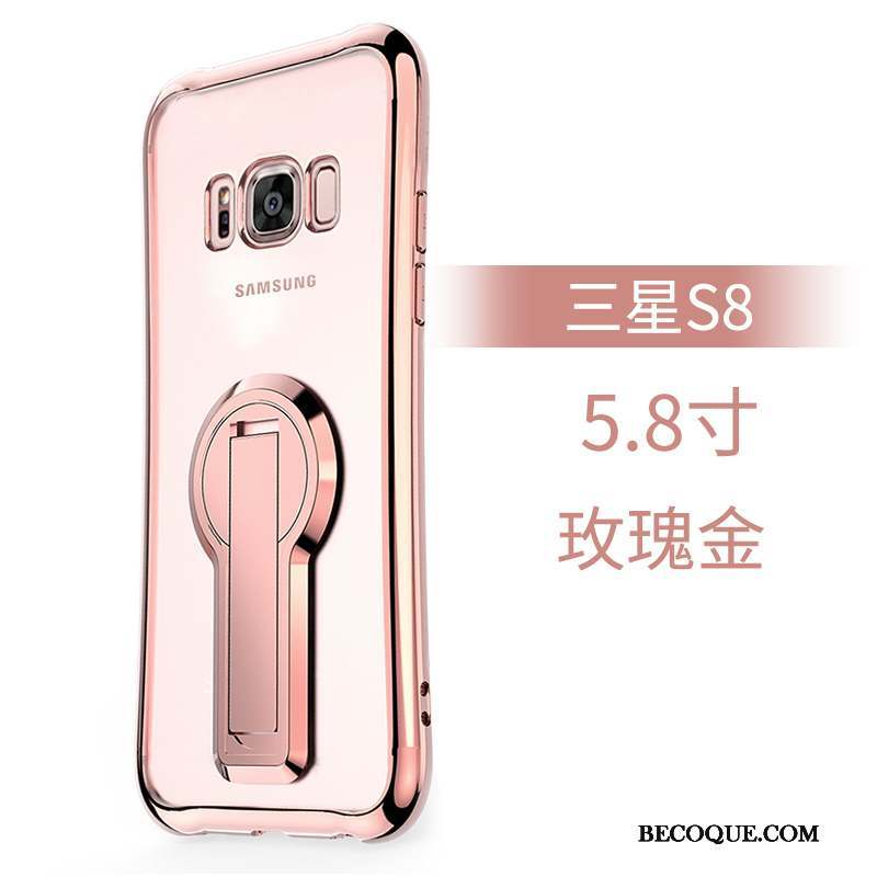 Samsung Galaxy S8 Coque Tendance Argent Silicone Incassable Support Créatif