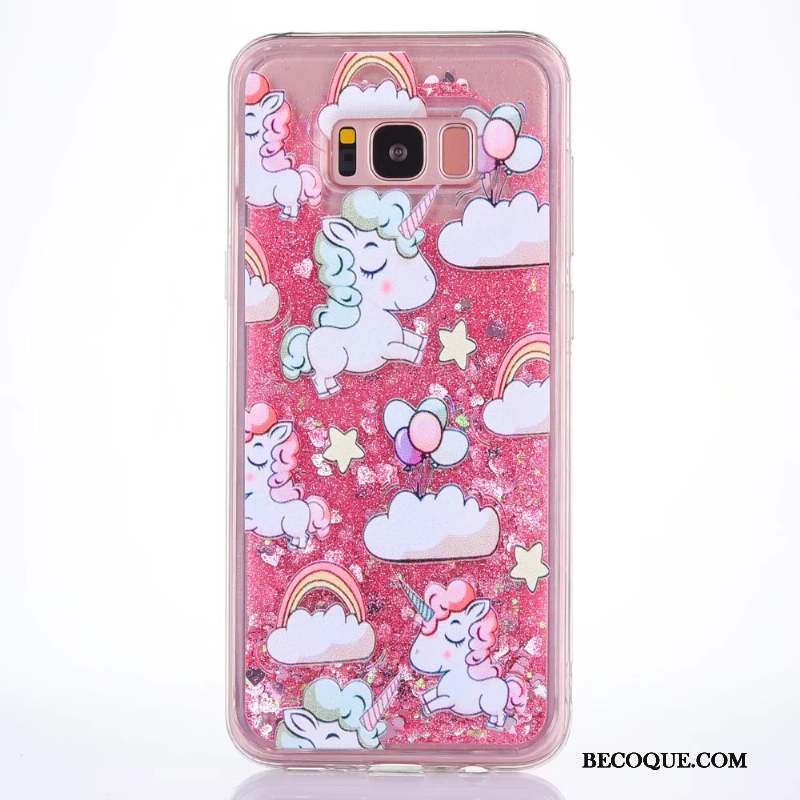 Samsung Galaxy S8+ Coque Tendance Quicksand Créatif Rose Dessin Animé Tout Compris