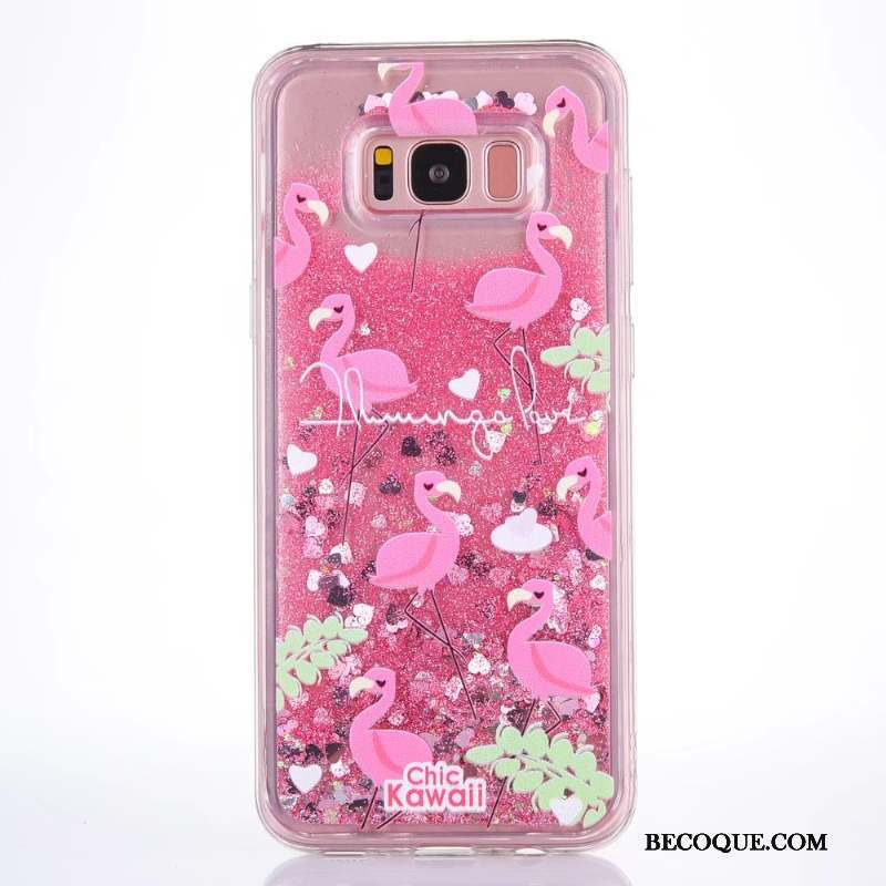 Samsung Galaxy S8+ Coque Tendance Quicksand Créatif Rose Dessin Animé Tout Compris