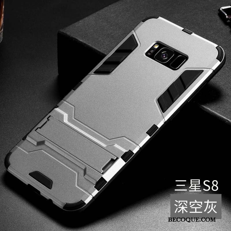 Samsung Galaxy S8 Coque Tout Compris Tendance Verre Trempé Gris Étui Border