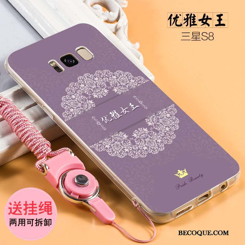 Samsung Galaxy S8 Coque Étui Fluide Doux Rose Délavé En Daim Protection Créatif