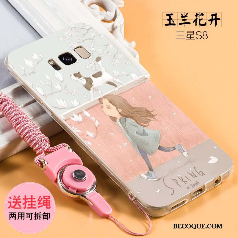 Samsung Galaxy S8 Coque Étui Fluide Doux Rose Délavé En Daim Protection Créatif