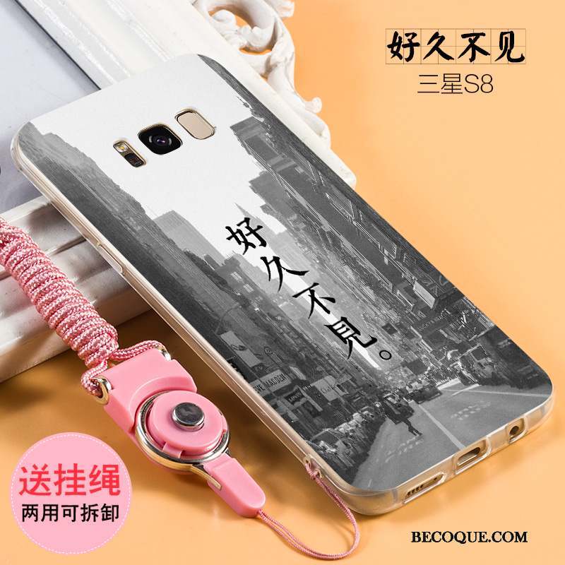 Samsung Galaxy S8 Coque Étui Fluide Doux Rose Délavé En Daim Protection Créatif