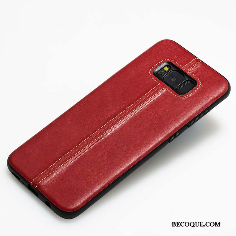 Samsung Galaxy S8+ Coque Étui Silicone Protection Incassable Couvercle Arrière Cuir Véritable