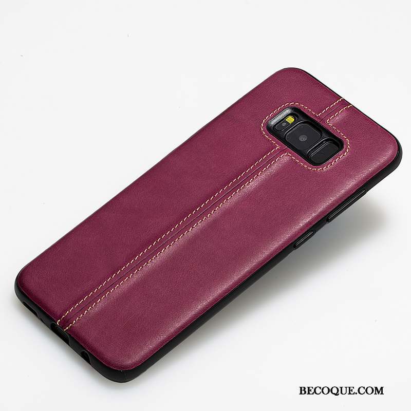 Samsung Galaxy S8+ Coque Étui Silicone Protection Incassable Couvercle Arrière Cuir Véritable