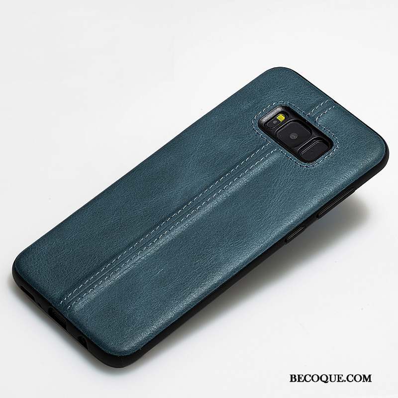 Samsung Galaxy S8+ Coque Étui Silicone Protection Incassable Couvercle Arrière Cuir Véritable