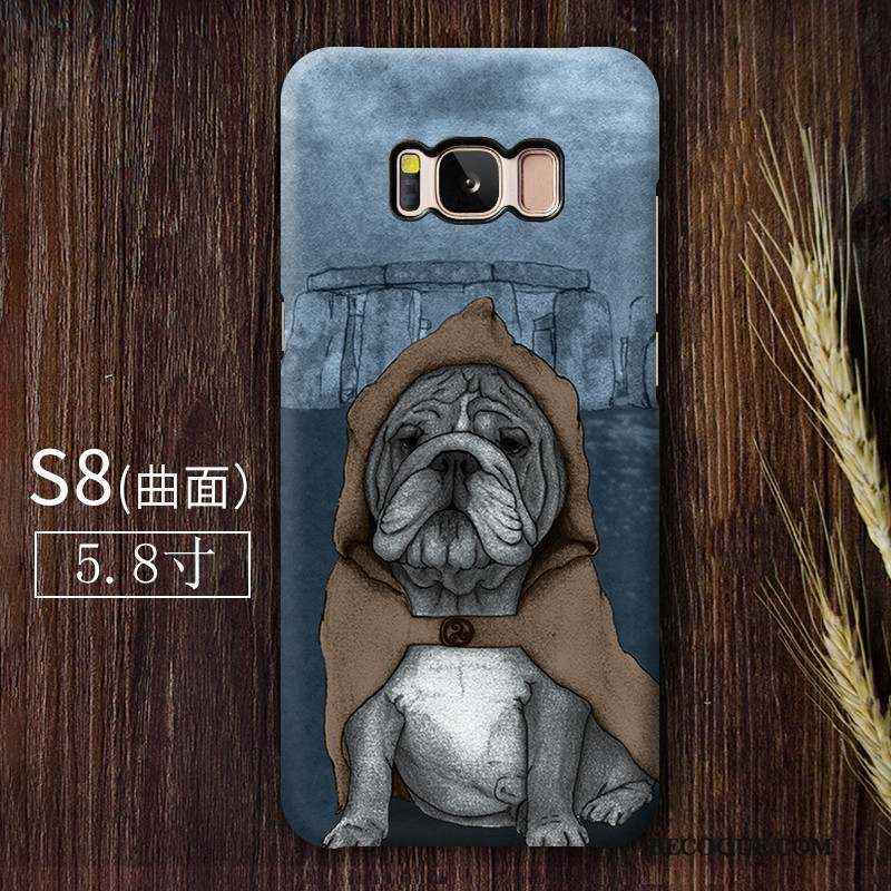 Samsung Galaxy S8 Gris Dessin Animé Bovins Délavé En Daim Coque De Téléphone Incassable