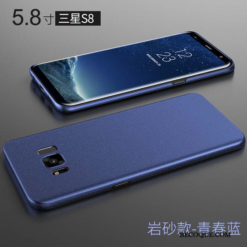 Samsung Galaxy S8 Incassable Délavé En Daim Très Mince Bleu Coque De Téléphone Tout Compris