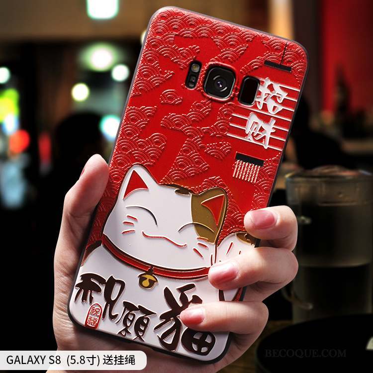 Samsung Galaxy S8+ Incassable Marque De Tendance Chat Coque De Téléphone Personnalité Rouge