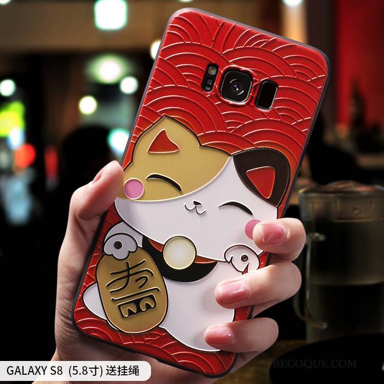 Samsung Galaxy S8+ Incassable Marque De Tendance Chat Coque De Téléphone Personnalité Rouge