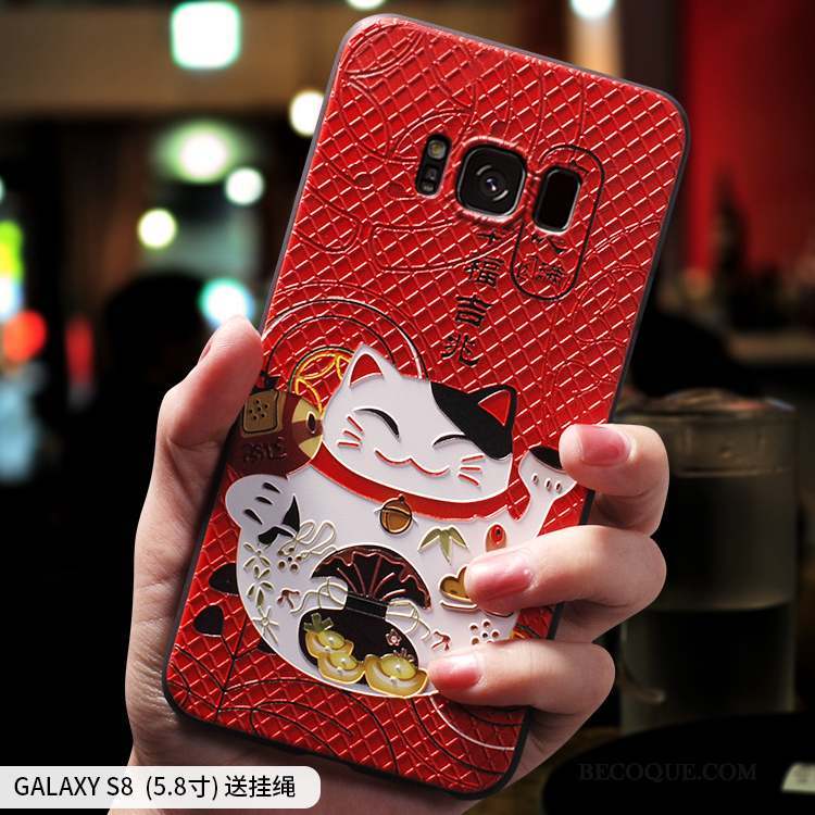 Samsung Galaxy S8+ Incassable Marque De Tendance Chat Coque De Téléphone Personnalité Rouge