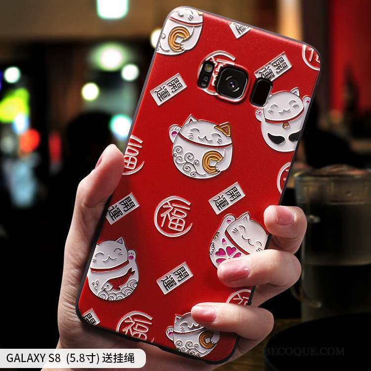 Samsung Galaxy S8+ Incassable Marque De Tendance Chat Coque De Téléphone Personnalité Rouge