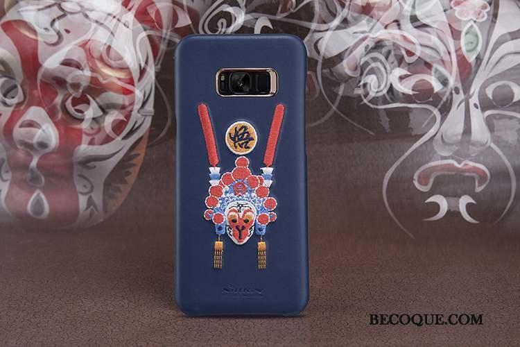 Samsung Galaxy S8+ Or Protection Créatif Coque De Téléphone Bleu Cuir