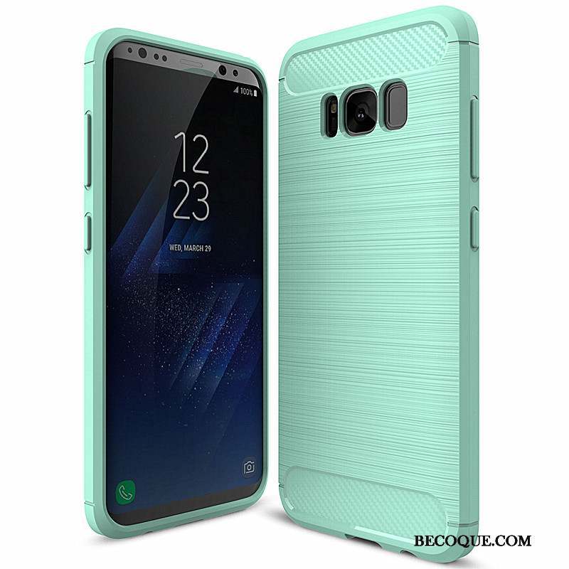 Samsung Galaxy S8+ Protection Silicone Fibre Fluide Doux Coque De Téléphone Bleu