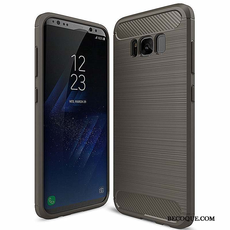 Samsung Galaxy S8+ Protection Silicone Fibre Fluide Doux Coque De Téléphone Bleu