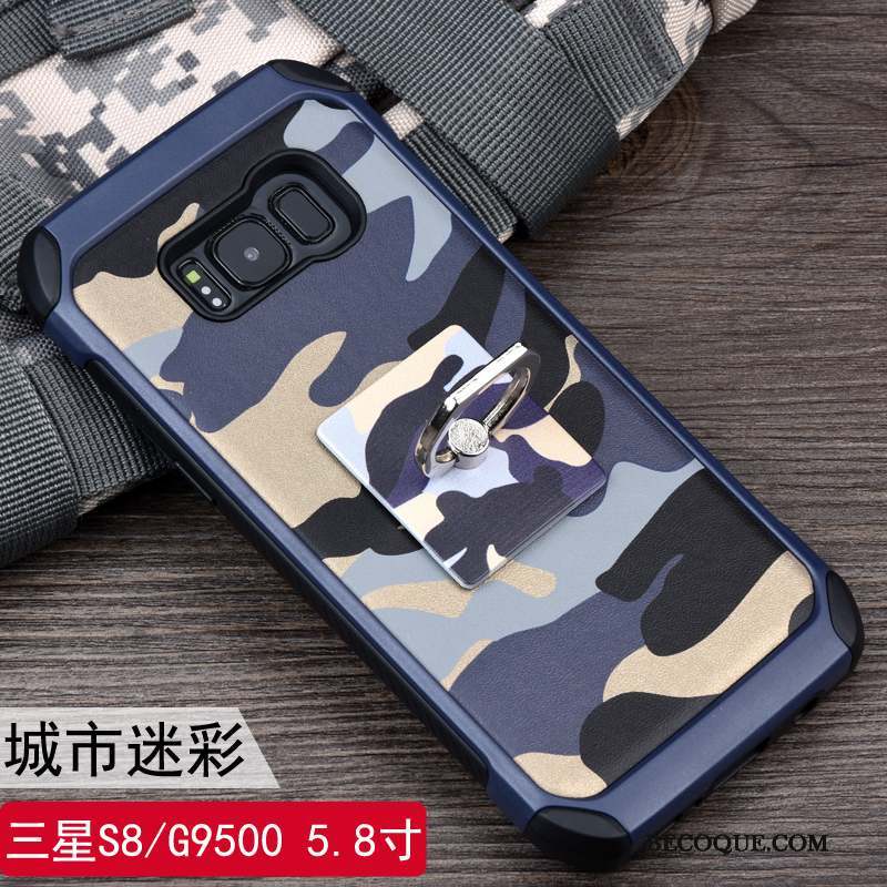 Samsung Galaxy S8 Protection Étui Anneau Camouflage Coque De Téléphone Bleu