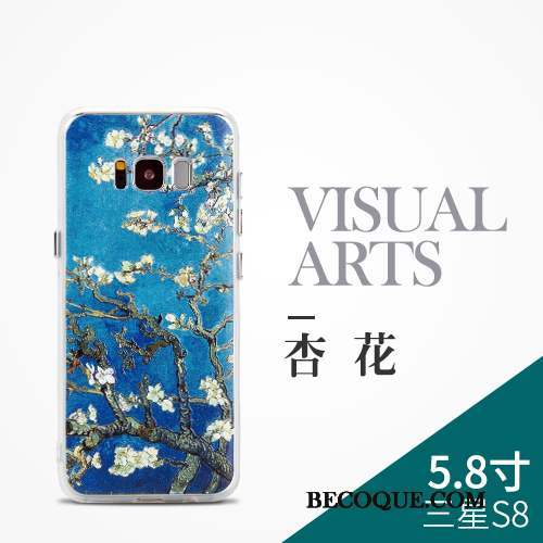 Samsung Galaxy S8+ Tout Compris Bleu Style Chinois Coque De Téléphone Étui Gaufrage