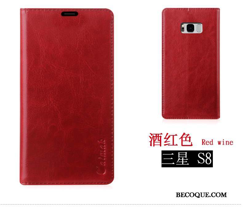 Samsung Galaxy S8 Tout Compris Vin Rouge Étui Coque Housse Fluide Doux