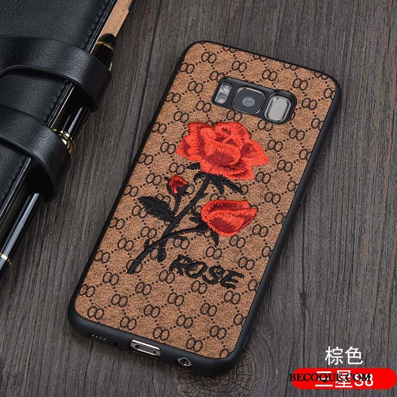 Samsung Galaxy S8 Tout Compris Étui Silicone Rose Coque De Téléphone Cuir