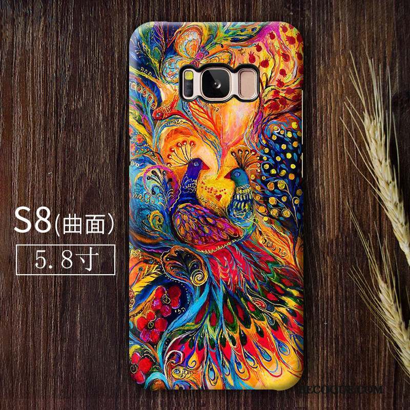 Samsung Galaxy S8 Vintage Bleu Protection Coque Créatif Style Chinois