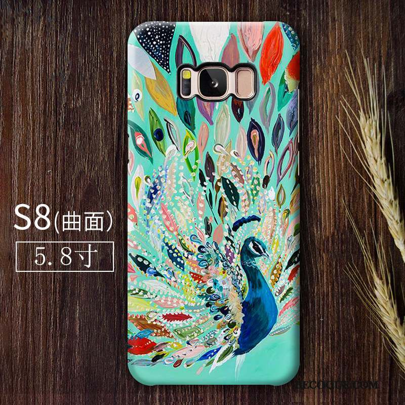 Samsung Galaxy S8 Vintage Bleu Protection Coque Créatif Style Chinois