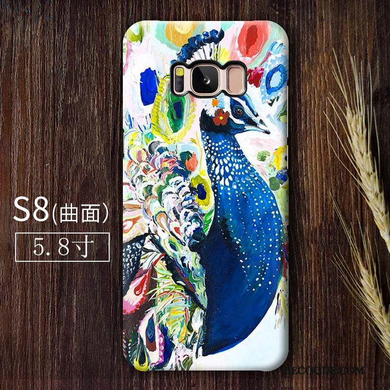 Samsung Galaxy S8 Vintage Bleu Protection Coque Créatif Style Chinois