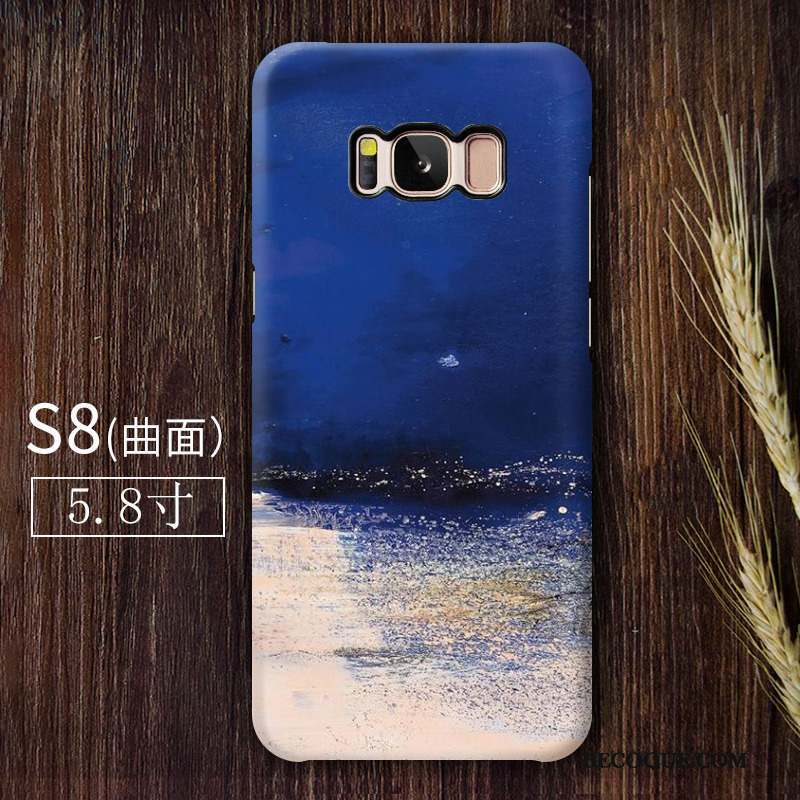 Samsung Galaxy S8 Vintage Coque Délavé En Daim Art Bleu De Téléphone