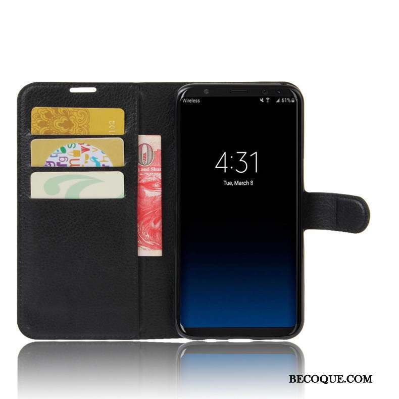 Samsung Galaxy S8 Étui En Cuir Coque De Téléphone Housse Noir Support Téléphone Portable