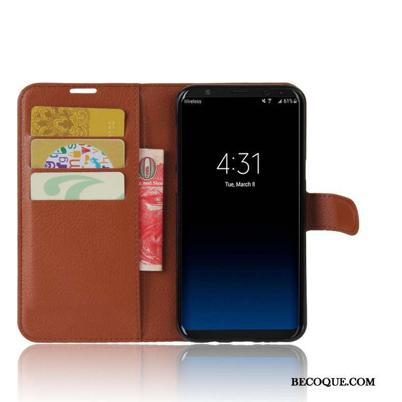 Samsung Galaxy S8 Étui En Cuir Coque De Téléphone Housse Noir Support Téléphone Portable