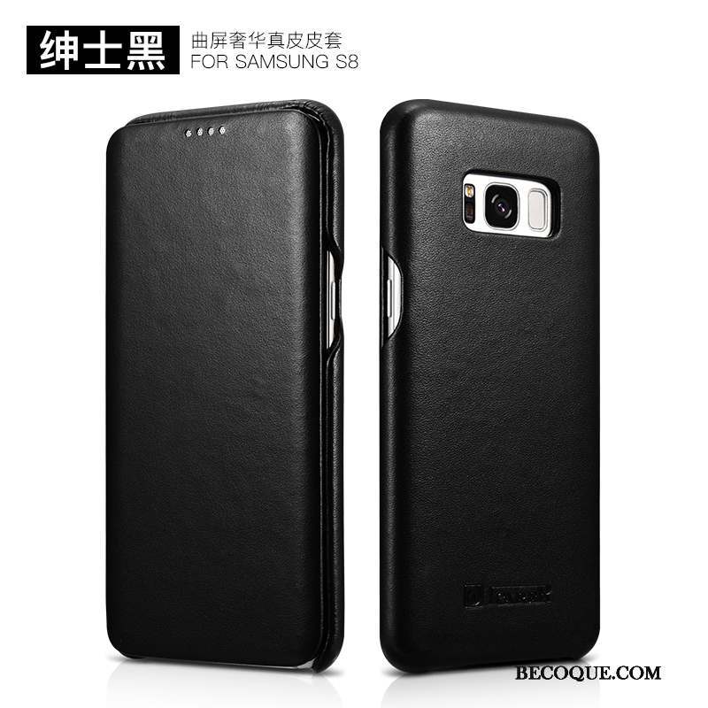 Samsung Galaxy S8+ Étui En Cuir Protection Coque De Téléphone Luxe Noir Cuir Véritable