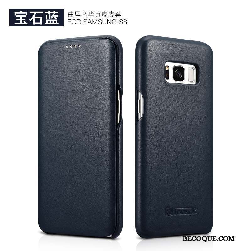 Samsung Galaxy S8+ Étui En Cuir Protection Coque De Téléphone Luxe Noir Cuir Véritable