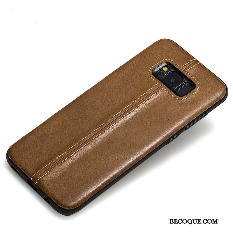 Samsung Galaxy S8+ Étui En Cuir Protection Cuir Véritable Coque De Téléphone Noir Silicone
