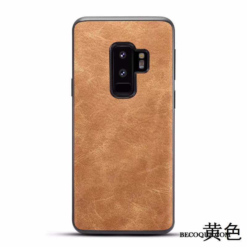 Samsung Galaxy S9+ Bleu Coque Modèle Fleurie Vintage Pure Cuir