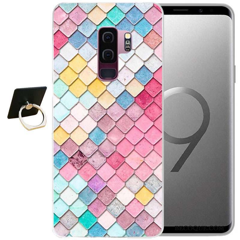 Samsung Galaxy S9 Bleu Étui Coque Tout Compris Vent Gaufrage