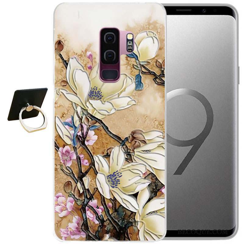 Samsung Galaxy S9 Bleu Étui Coque Tout Compris Vent Gaufrage