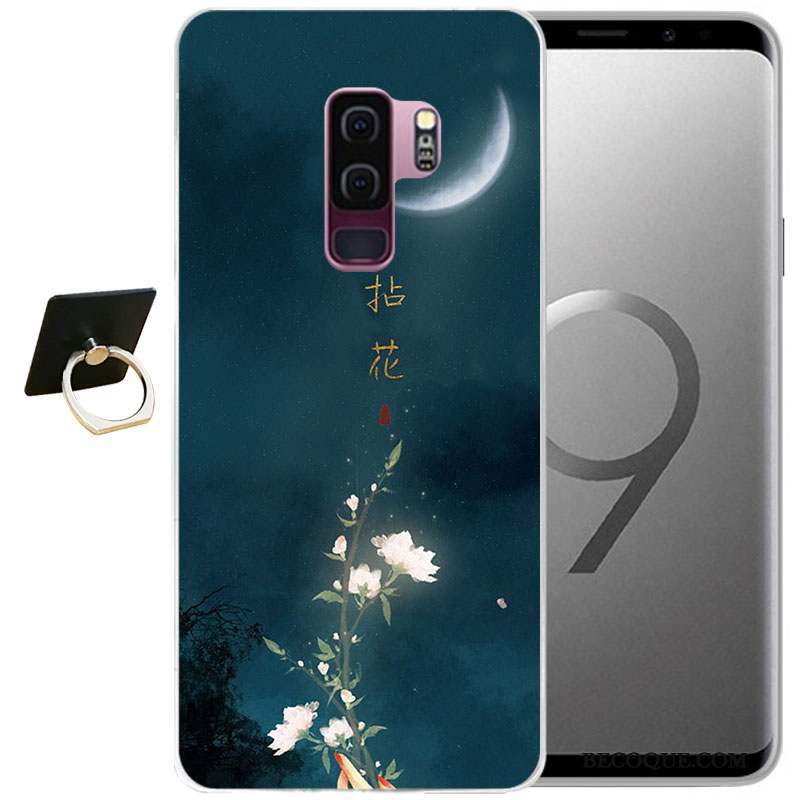 Samsung Galaxy S9 Bleu Étui Coque Tout Compris Vent Gaufrage