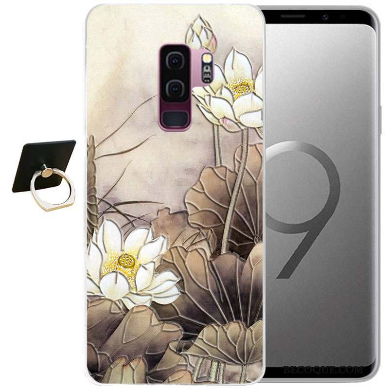 Samsung Galaxy S9 Bleu Étui Coque Tout Compris Vent Gaufrage