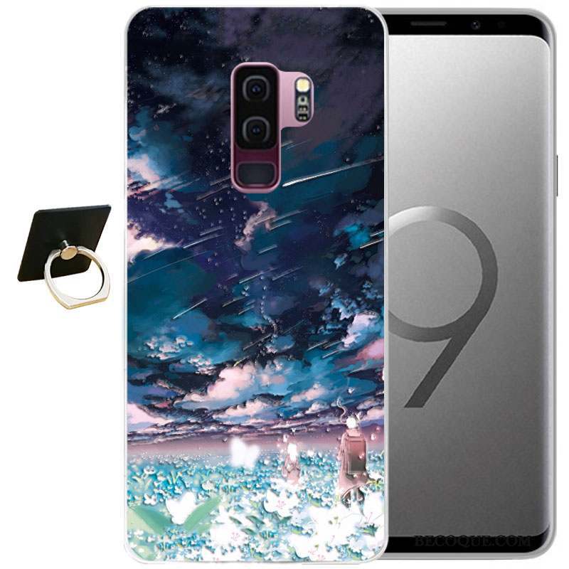 Samsung Galaxy S9 Bleu Étui Coque Tout Compris Vent Gaufrage