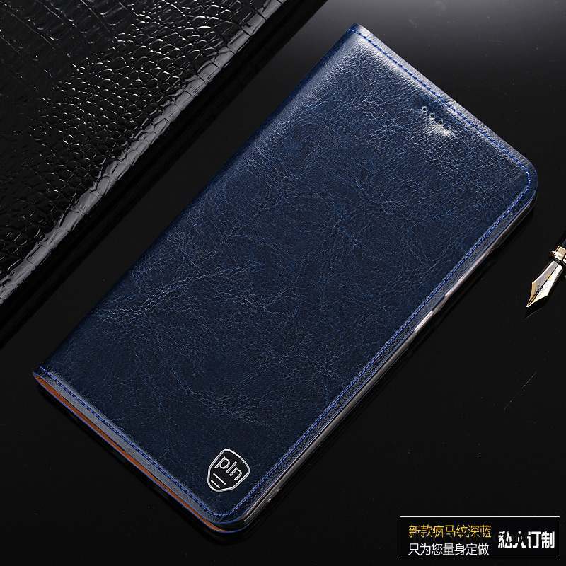 Samsung Galaxy S9+ Coque Business Bleu Protection Étui Tout Compris Cuir Véritable