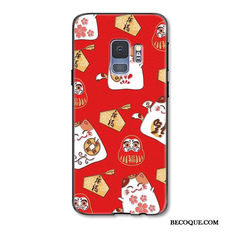 Samsung Galaxy S9+ Coque Charmant Richesse Nouveau Rouge Étui Chat